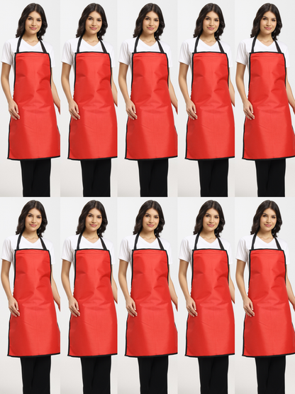 Red Waterproof Kitchen Apron – PVC-Coated - Pack of 10
