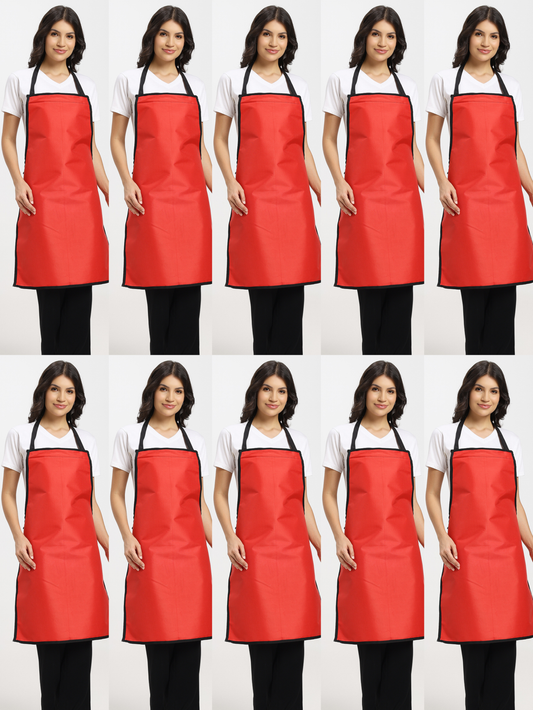 Red Waterproof Kitchen Apron – PVC-Coated - Pack of 10